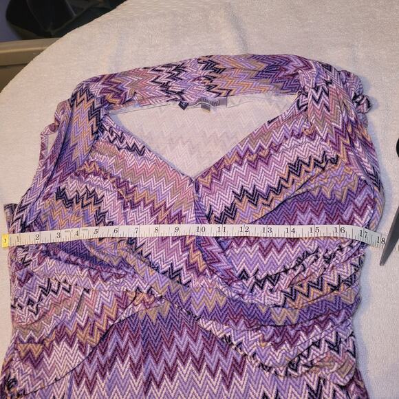 Jennifer Lopez Short Sleeve Multicolor Pattern Blouse Y2K Women's XL Purple Top - Picture 4 of 5